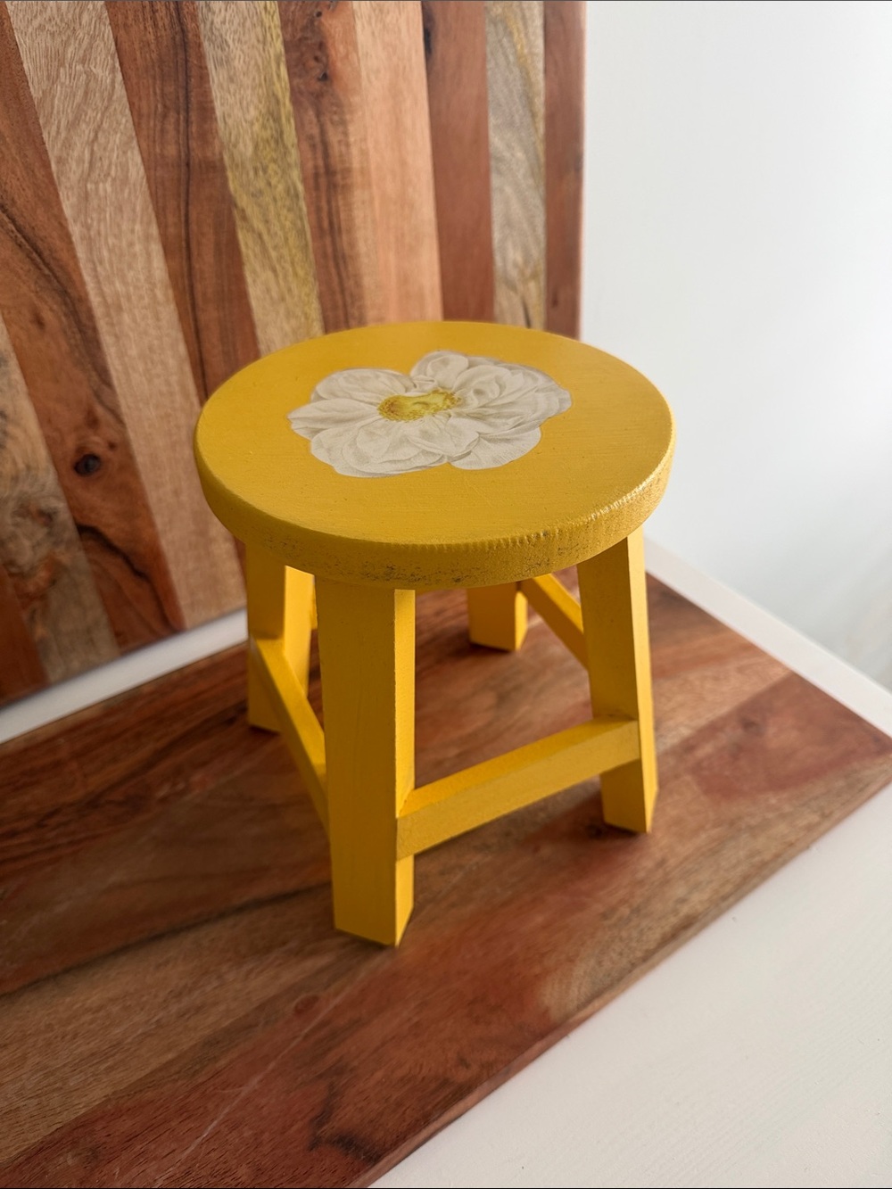 Wooden Floral Accent Stool Tabletop Stool Riser Plant Stand Home Accents